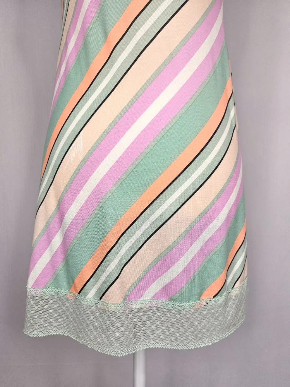 Victoria's Secret Slip Nightgown | Pastel Stripe Lace Chemise | Size XS